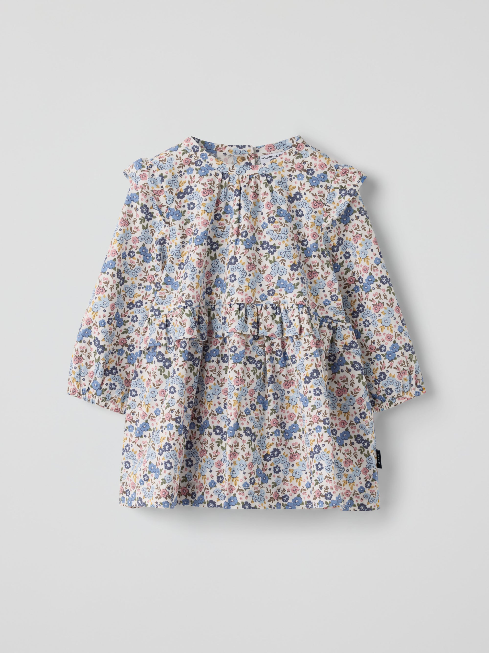 Långärmad klänning blommig baby - Beige