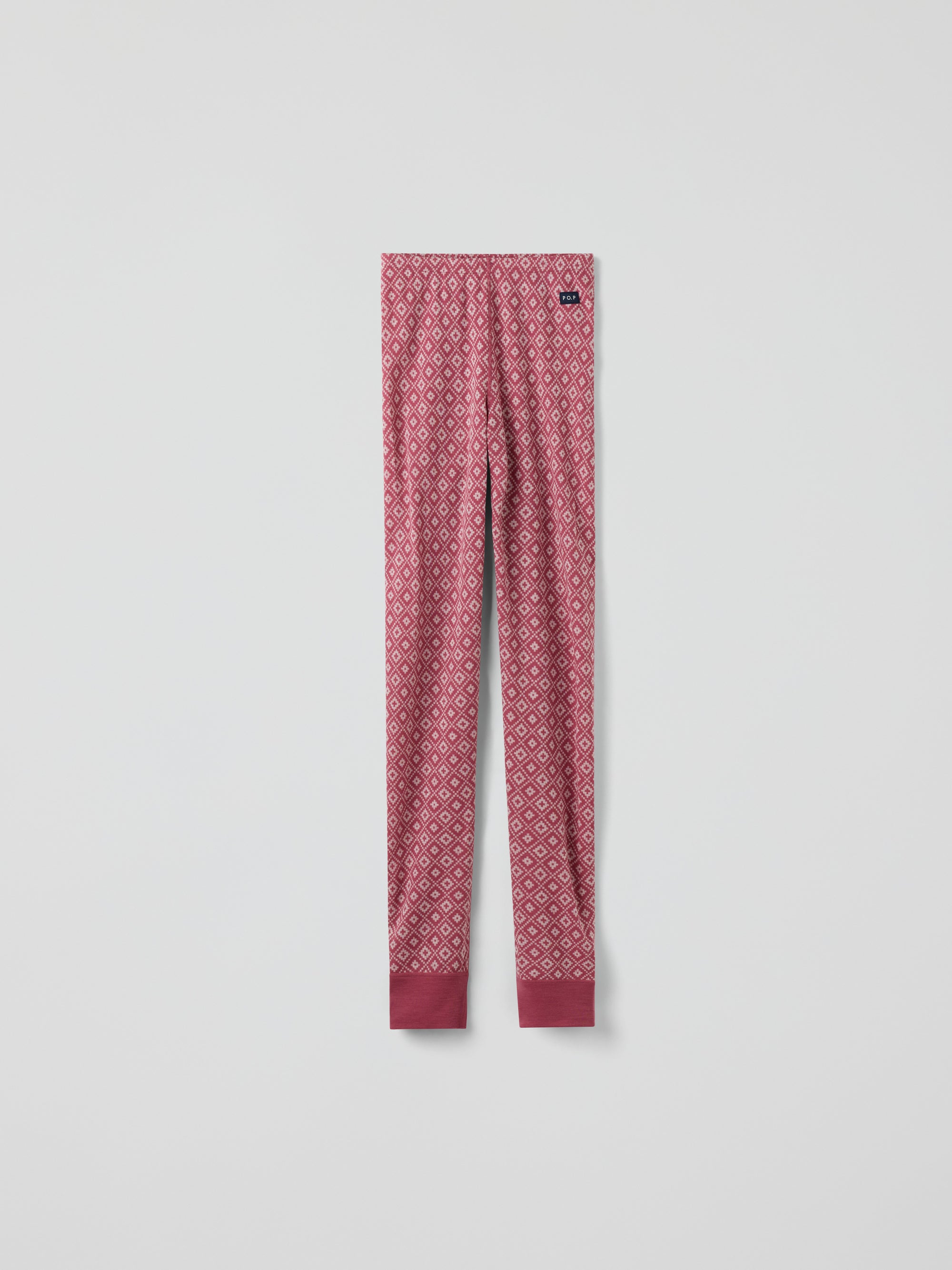 Långkalsonger merinoull jacquard vuxen - Rosa