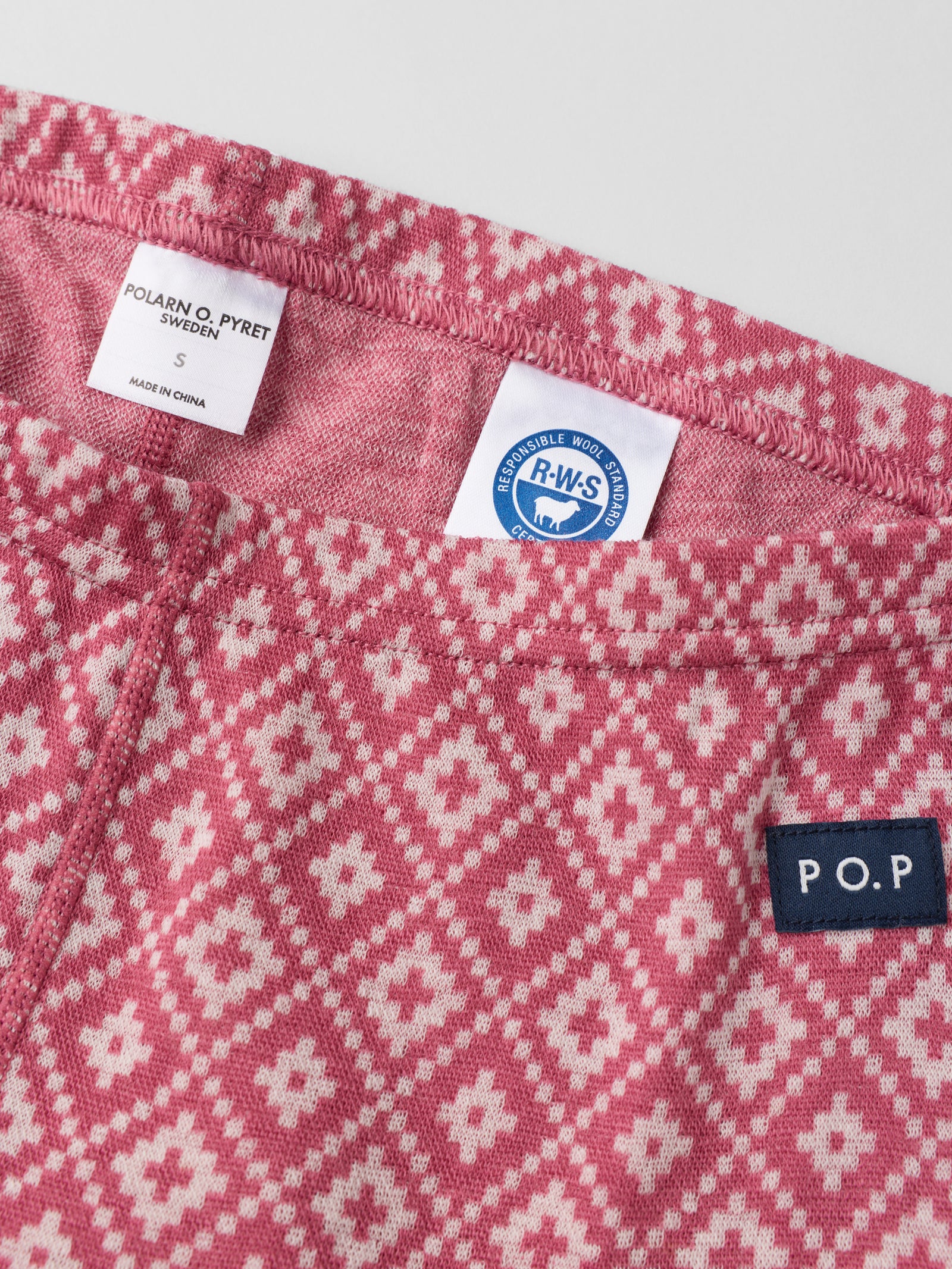 Långkalsonger merinoull jacquard vuxen - Rosa