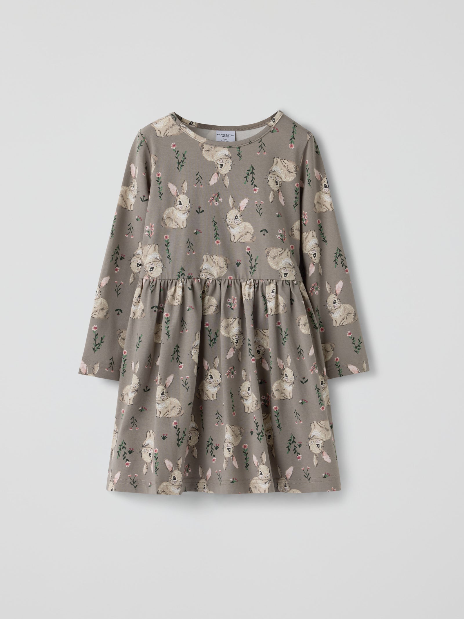 Långärmad klänning kaniner - Beige