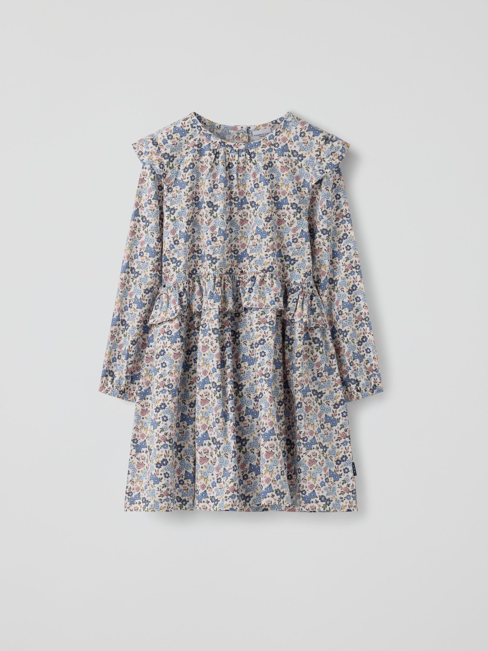 Långärmad klänning blommig - Beige