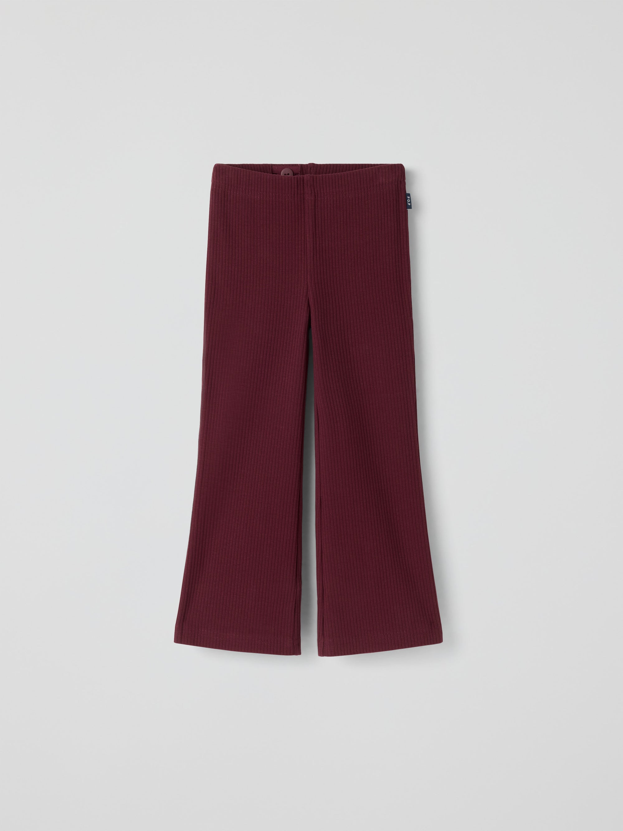 Ribbade leggings utsvängda ben - Vinröd
