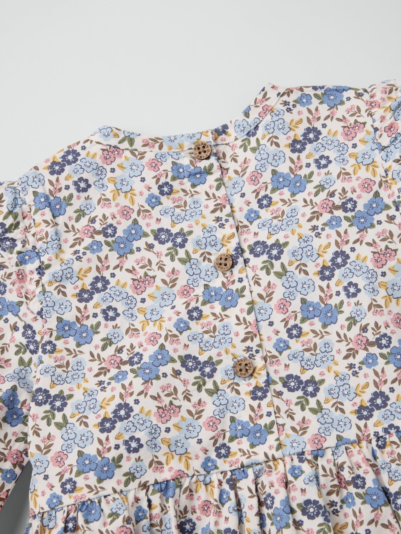 Långärmad klänning blommig baby - Beige