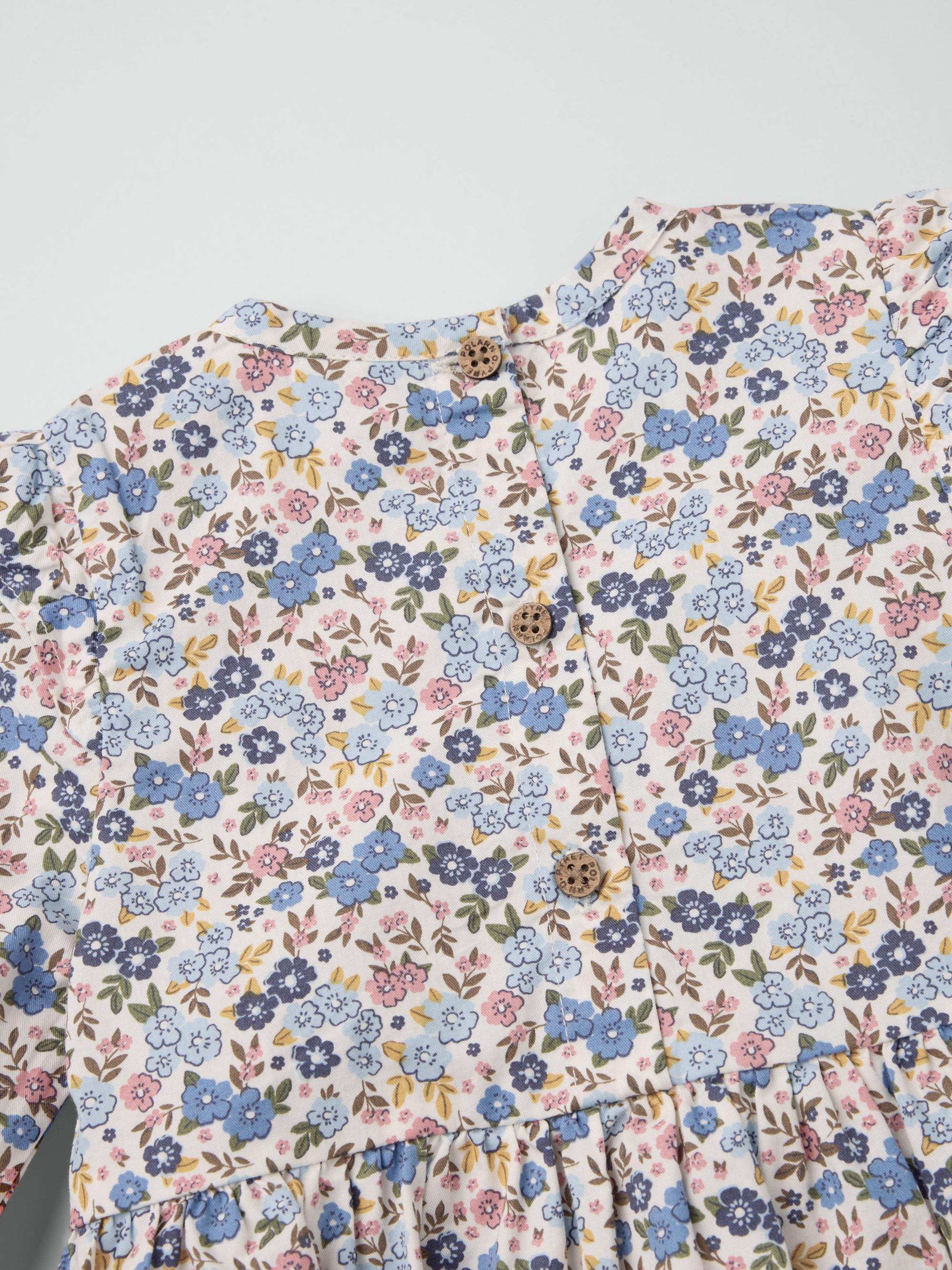 Långärmad klänning blommig baby - Beige