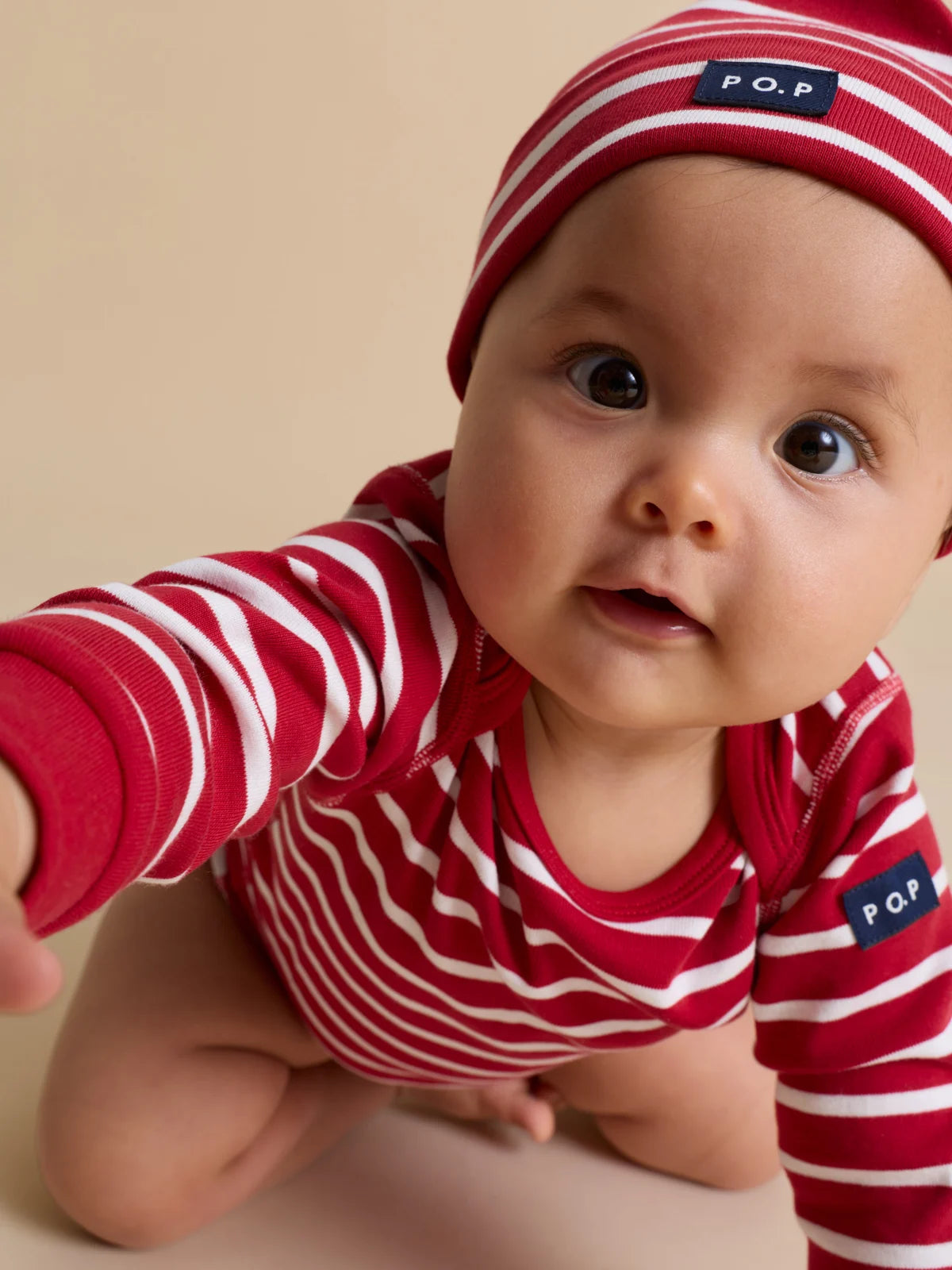 Jólahúfa með PO.P röndum