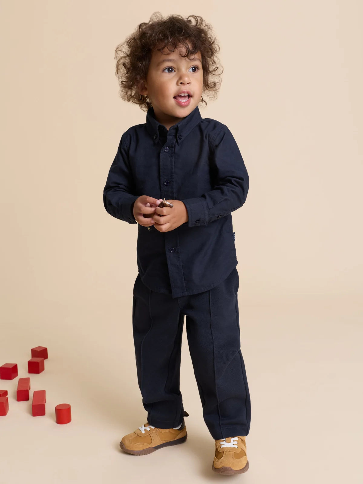 HANNES buxur með víðum skálmum